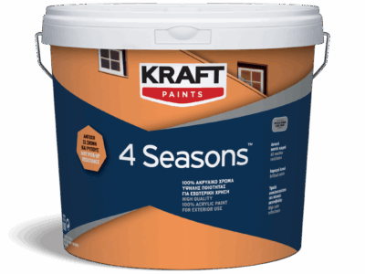 Χρώμα εξωτερικής χρήσης ακρυλικό λευκό KRAFT 4 Seasons 10+1L