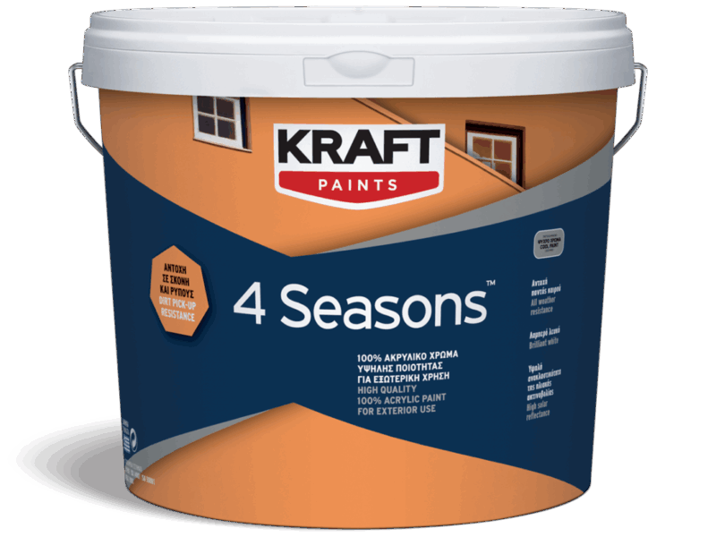 Χρώμα εξωτερικής χρήσης ακρυλικό λευκό KRAFT 4 Seasons 10+1L