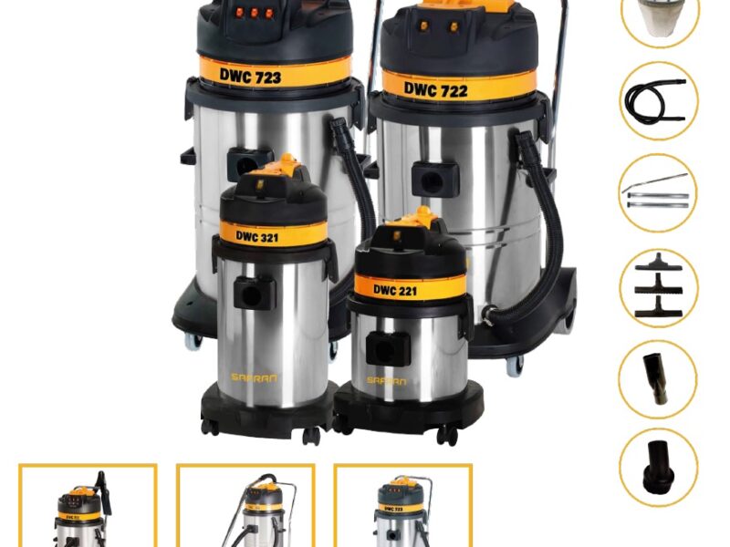 Βιομηχανική Σκούπα Αναρρόφησης 2 ΜΟΤΕΡ, 2400W, Υγρών-Στερεών DWC722 SAFRAN