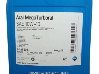 ARAL MegaTurboral 10W-40, 20L, εν μέρει συνθετικό λάδι CUMMINS CES 20077 CUMMINS CES 20078 ACEA E7