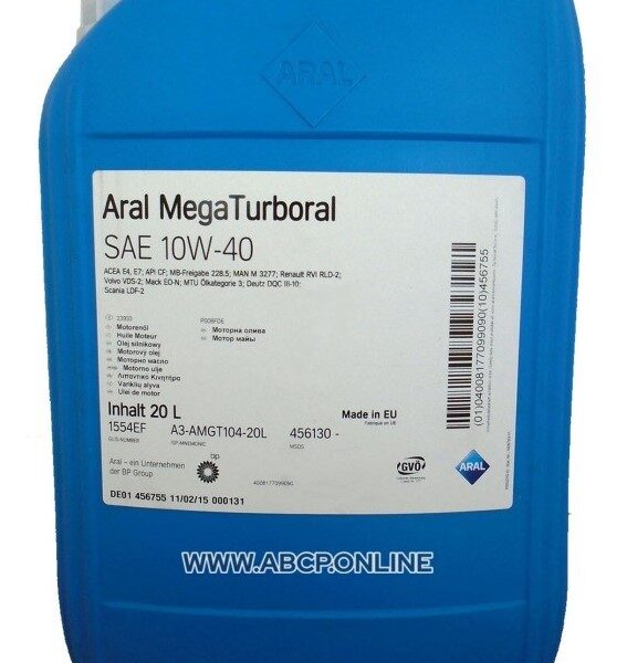 ARAL MegaTurboral 10W-40, 20L, εν μέρει συνθετικό λάδι CUMMINS CES 20077 CUMMINS CES 20078 ACEA E7